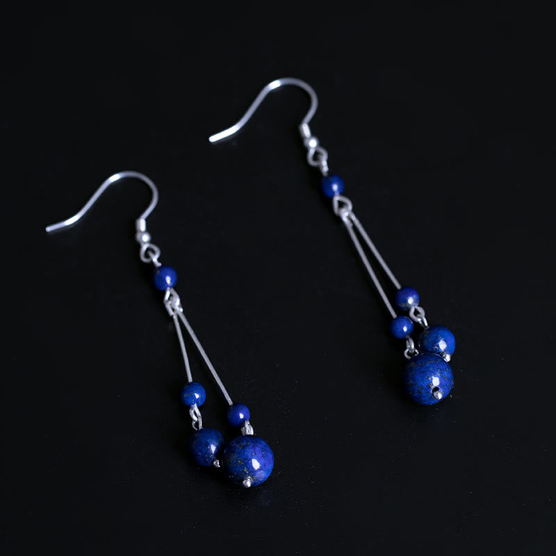 925 Sterling Silver Lazurite Beads Serenity Drop Earrings - Image 5