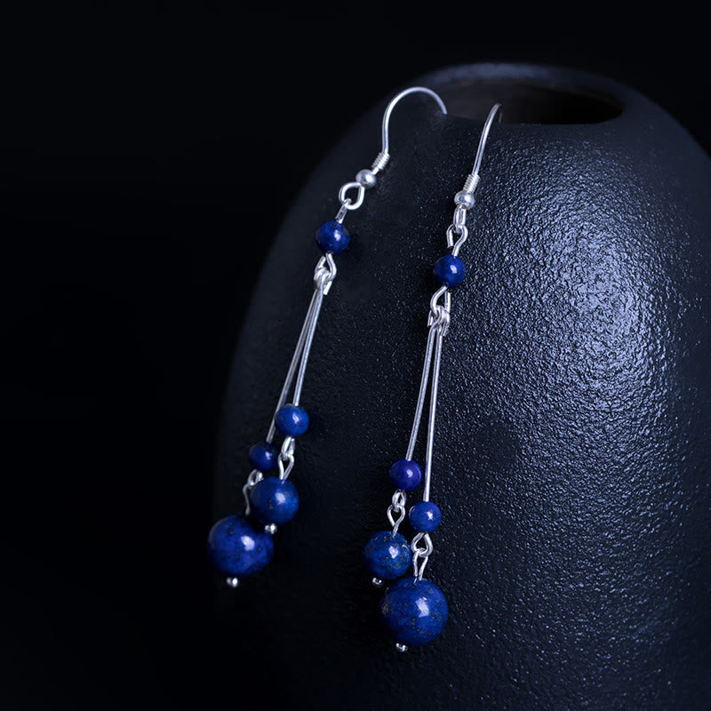 925 Sterling Silver Lazurite Beads Serenity Drop Earrings - Image 6