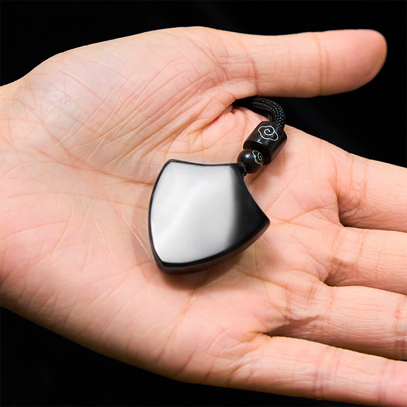 Black Obsidian Shield Pattern Yin Yang Symbol Strength Necklace Pendant - Image 7