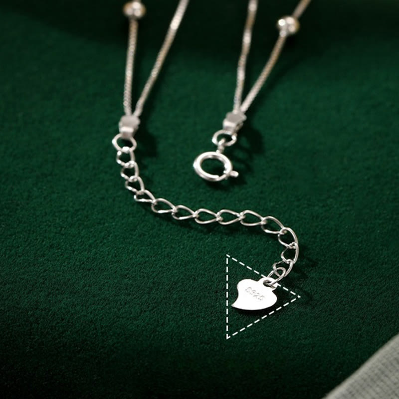 925 Sterling Silver Ginkgo Leaf Double Layer Protection Anklet - Image 8