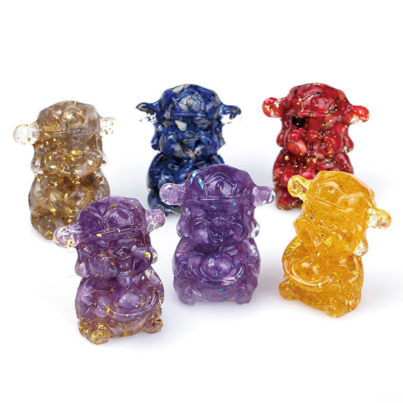 God of Wealth Amethyst Crystal Resin Energy Fortune Home Decoration
