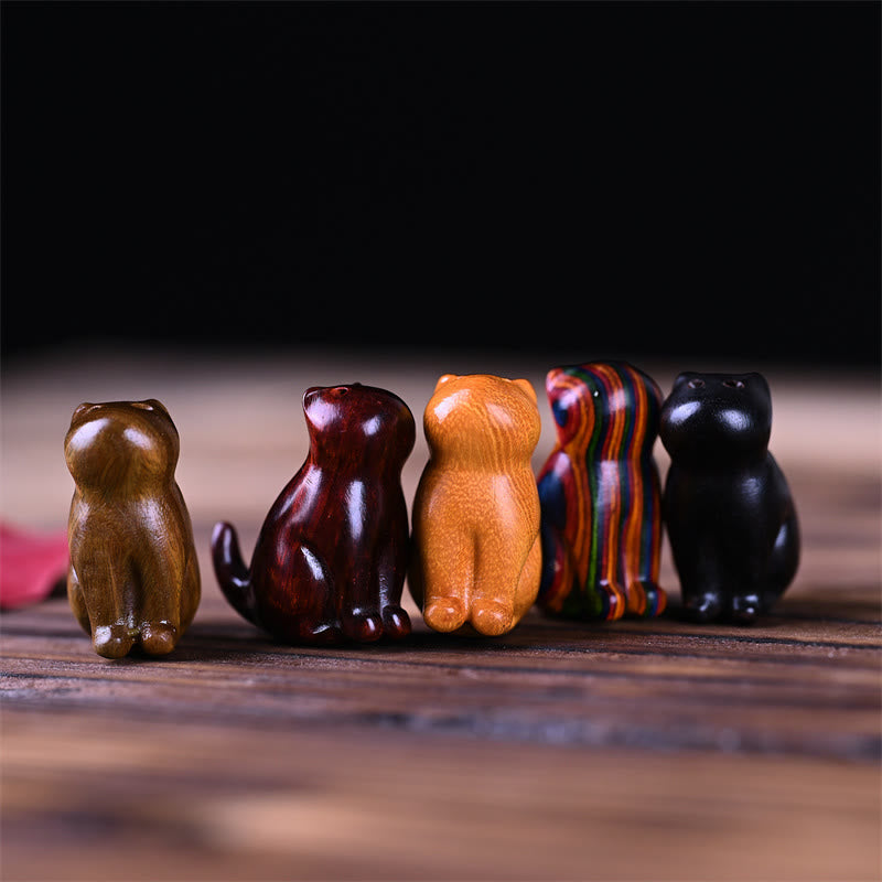 Small Leaf Red Sandalwood Ebony Wood Sandalwood Green Sandalwood Lucky Mini Cat Deer Sooth Phone Hanging Decoration