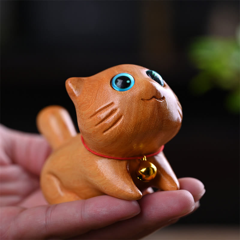 Small Cute Confident Sleeping Cat Sandalwood Healing Home Decoration