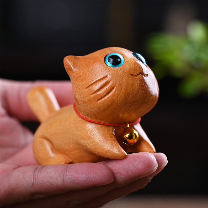 Small Cute Confident Sleeping Cat Sandalwood Healing Home Decoration - Image 3