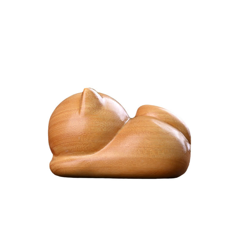 Small Cute Confident Sleeping Cat Sandalwood Healing Home Decoration - Image 17