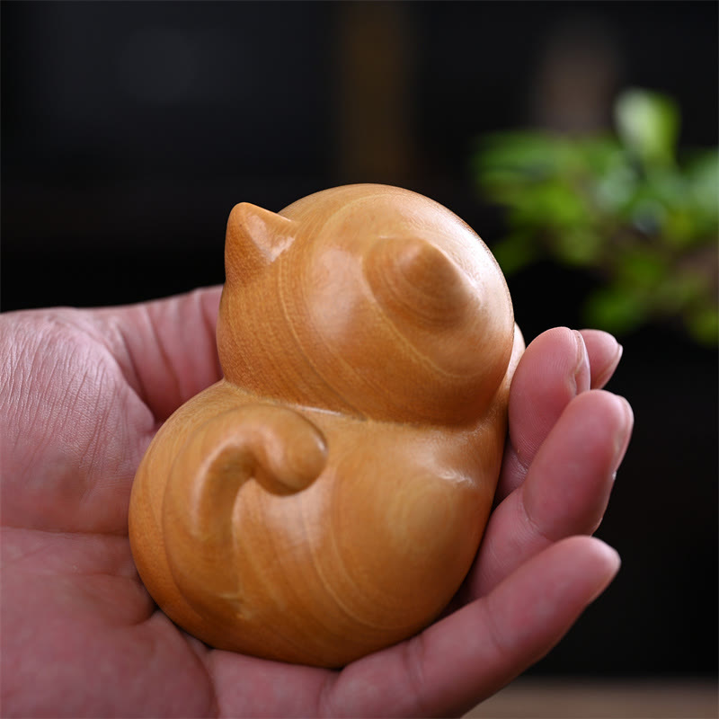 Small Cute Confident Sleeping Cat Sandalwood Healing Home Decoration - Image 16