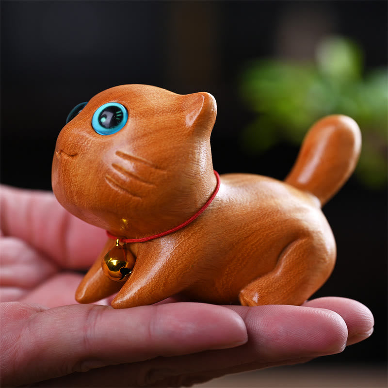 Small Cute Confident Sleeping Cat Sandalwood Healing Home Decoration - Image 5