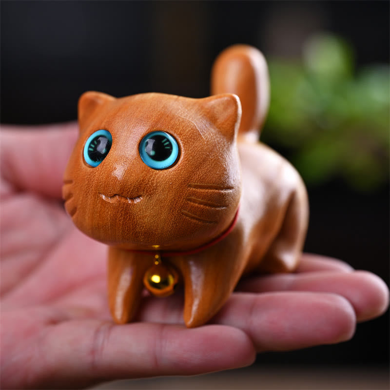 Small Cute Confident Sleeping Cat Sandalwood Healing Home Decoration - Image 4