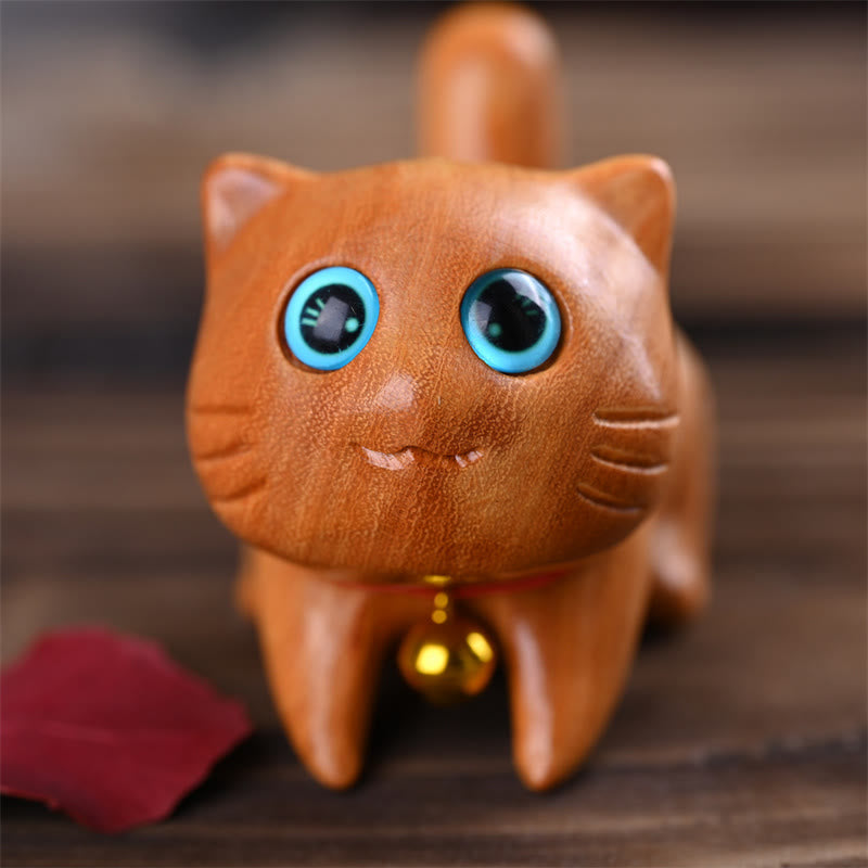 Small Cute Confident Sleeping Cat Sandalwood Healing Home Decoration - Image 8