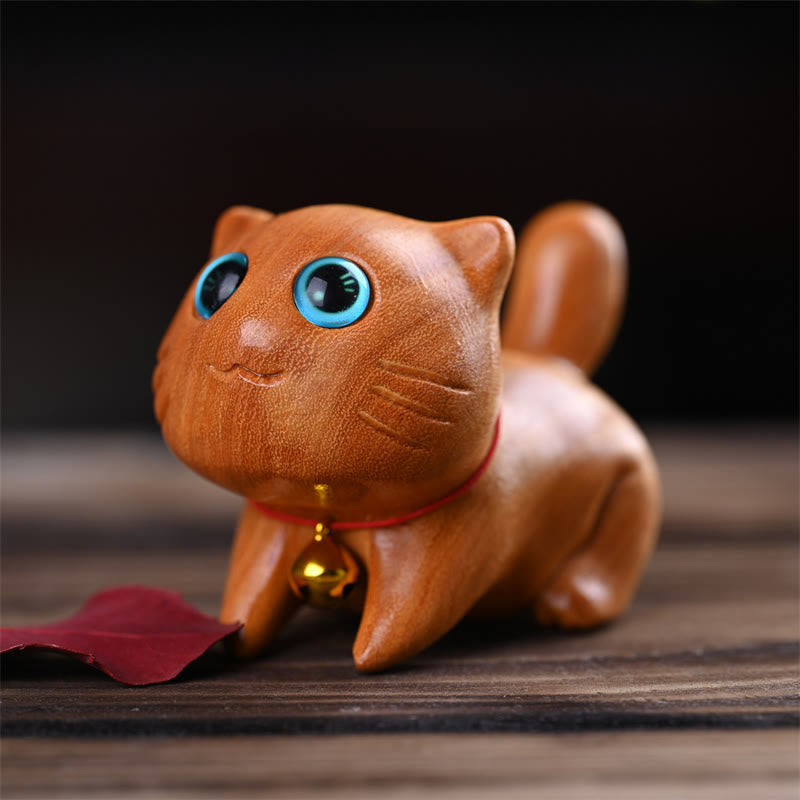 Small Cute Confident Sleeping Cat Sandalwood Healing Home Decoration - Image 7