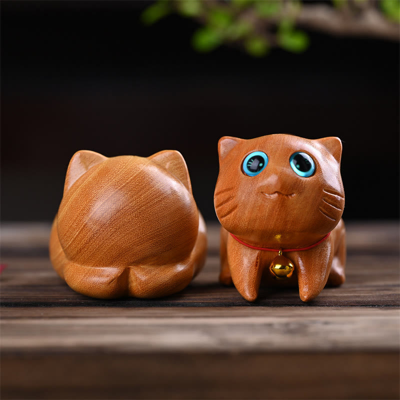 Small Cute Confident Sleeping Cat Sandalwood Healing Home Decoration - Image 10