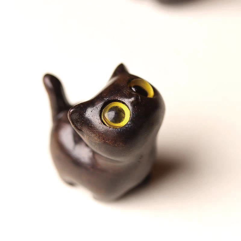 Green Sandalwood Ebony Wood Sandalwood Small Leaf Red Sandalwood Mini Lucky Cat Peace Decoration - Image 8