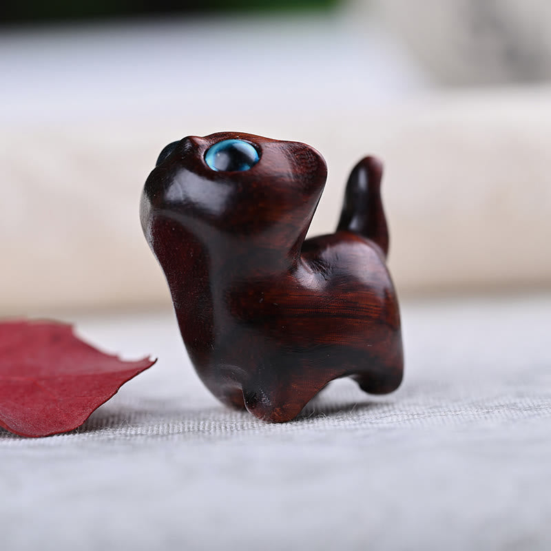 Green Sandalwood Ebony Wood Sandalwood Small Leaf Red Sandalwood Mini Lucky Cat Peace Decoration - Image 15