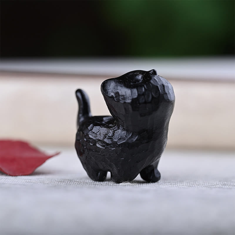Green Sandalwood Ebony Wood Sandalwood Small Leaf Red Sandalwood Mini Lucky Cat Peace Decoration - Image 22