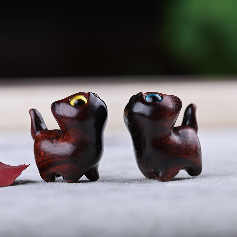 Green Sandalwood Ebony Wood Sandalwood Small Leaf Red Sandalwood Mini Lucky Cat Peace Decoration - Image 37