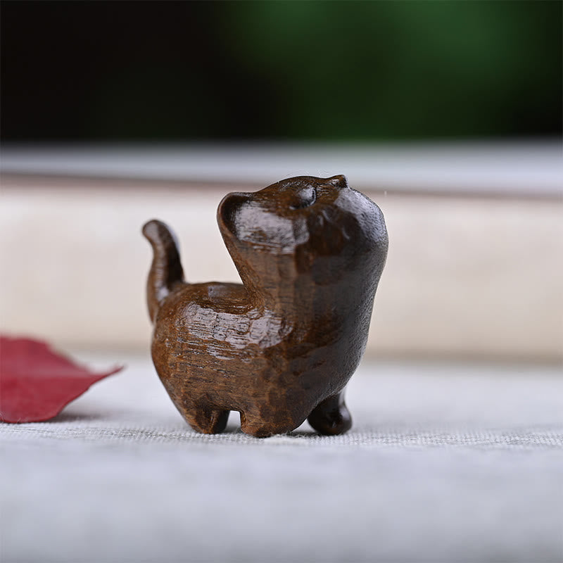 Green Sandalwood Ebony Wood Sandalwood Small Leaf Red Sandalwood Mini Lucky Cat Peace Decoration - Image 21
