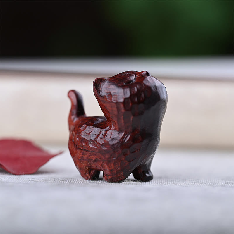 Green Sandalwood Ebony Wood Sandalwood Small Leaf Red Sandalwood Mini Lucky Cat Peace Decoration - Image 23