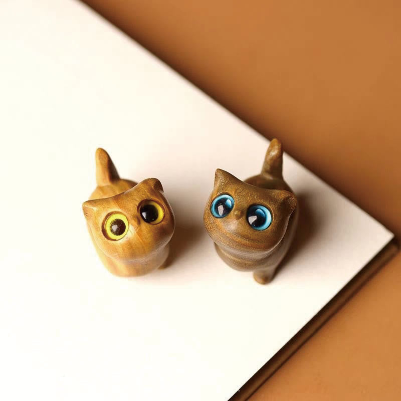 Green Sandalwood Ebony Wood Sandalwood Small Leaf Red Sandalwood Mini Lucky Cat Peace Decoration