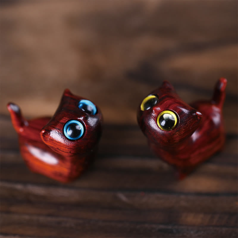 Green Sandalwood Ebony Wood Sandalwood Small Leaf Red Sandalwood Mini Lucky Cat Peace Decoration - Image 38
