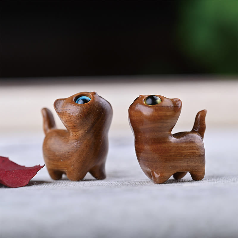 Green Sandalwood Ebony Wood Sandalwood Small Leaf Red Sandalwood Mini Lucky Cat Peace Decoration - Image 31
