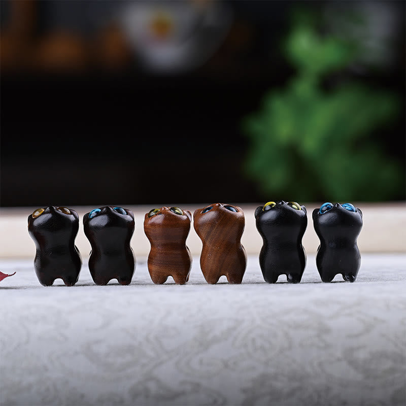 Green Sandalwood Ebony Wood Sandalwood Small Leaf Red Sandalwood Mini Lucky Cat Peace Decoration - Image 42