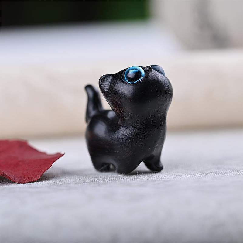 Green Sandalwood Ebony Wood Sandalwood Small Leaf Red Sandalwood Mini Lucky Cat Peace Decoration - Image 11