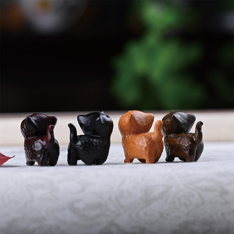 Green Sandalwood Ebony Wood Sandalwood Small Leaf Red Sandalwood Mini Lucky Cat Peace Decoration - Image 25