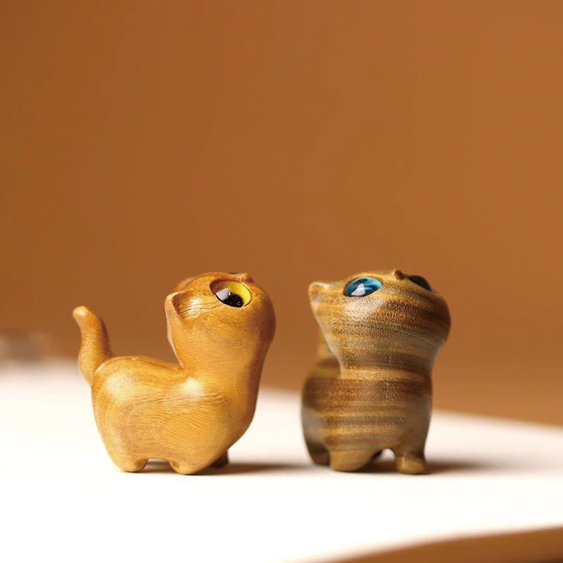 Green Sandalwood Ebony Wood Sandalwood Small Leaf Red Sandalwood Mini Lucky Cat Peace Decoration - Image 5