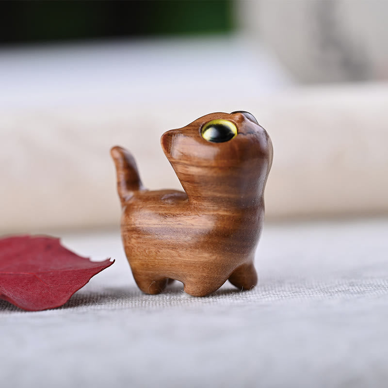 Green Sandalwood Ebony Wood Sandalwood Small Leaf Red Sandalwood Mini Lucky Cat Peace Decoration - Image 29