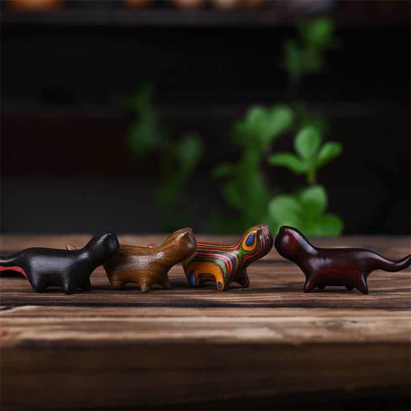 Green Sandalwood Small Leaf Red Sandalwood Ebony Wood Rainbow Wood Lucky Mini Walking Cat Positive Decoration