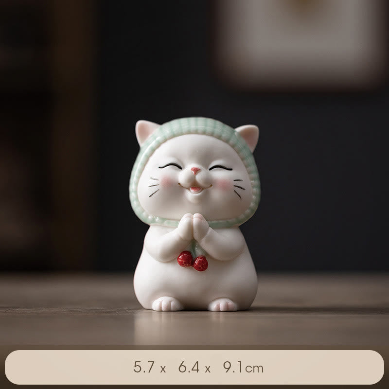 Lucky Cute Cat In Scarf Ceramic Figurine Decoration - Image 11