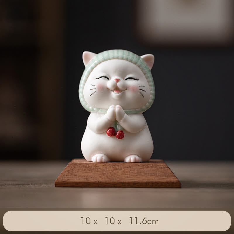 Lucky Cute Cat In Scarf Ceramic Figurine Decoration - Image 13
