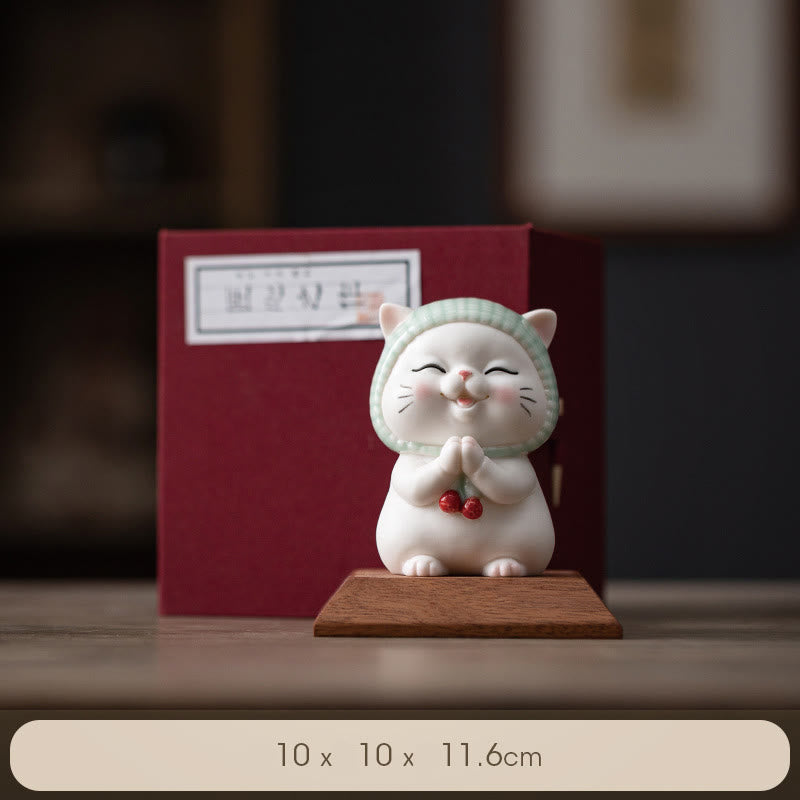 Lucky Cute Cat In Scarf Ceramic Figurine Decoration - Image 23