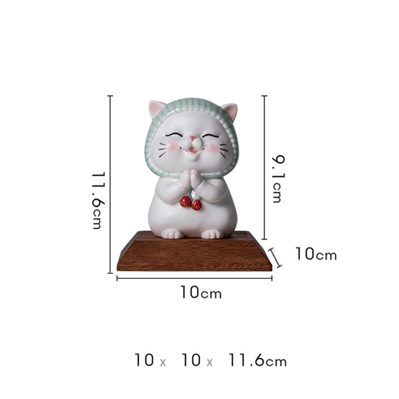 Lucky Cute Cat In Scarf Ceramic Figurine Decoration - Image 19