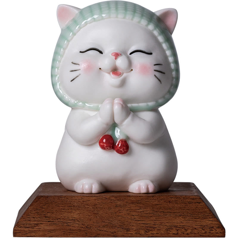 Lucky Cute Cat In Scarf Ceramic Figurine Decoration - Image 18