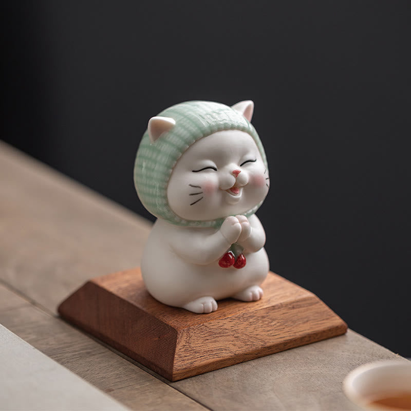 Lucky Cute Cat In Scarf Ceramic Figurine Decoration - Image 17
