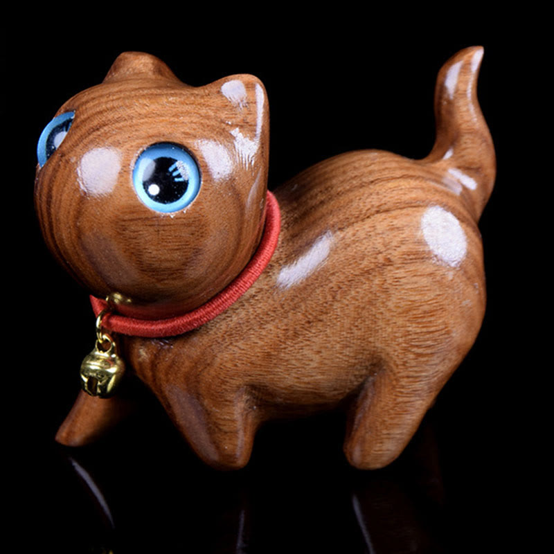 Rosewood Carving Cat Warmth Home Decoration