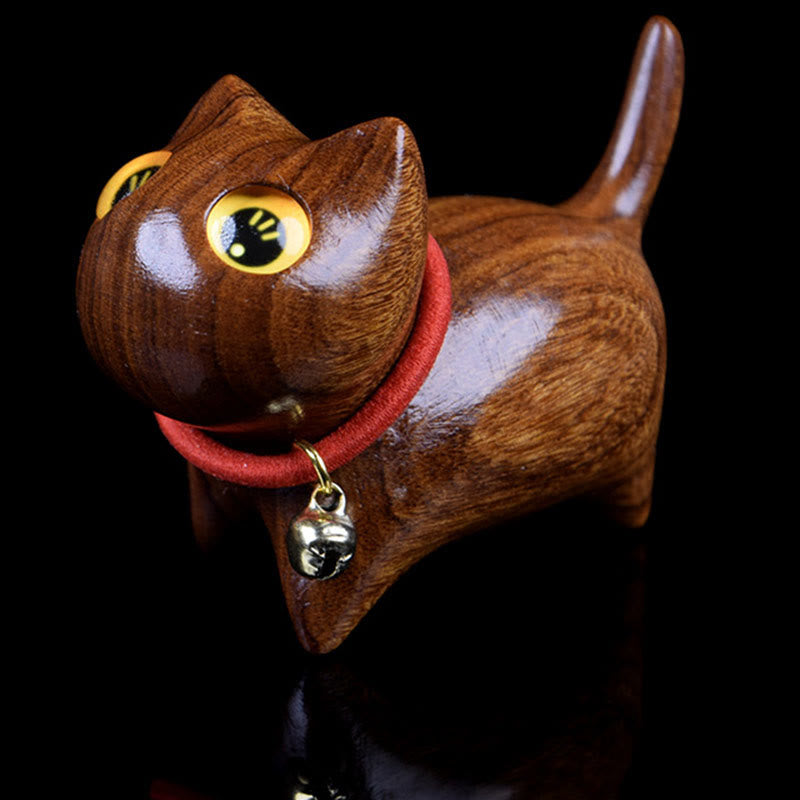 Rosewood Carving Cat Warmth Home Decoration - Image 3