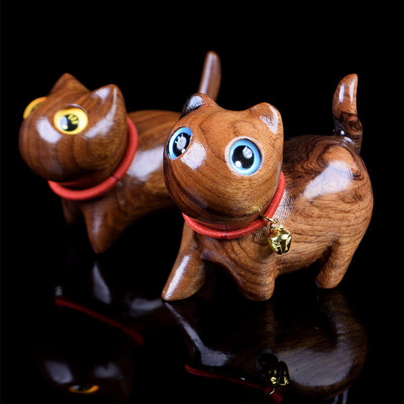 Rosewood Carving Cat Warmth Home Decoration - Image 7