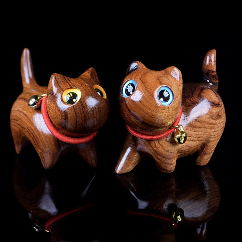 Rosewood Carving Cat Warmth Home Decoration - Image 9