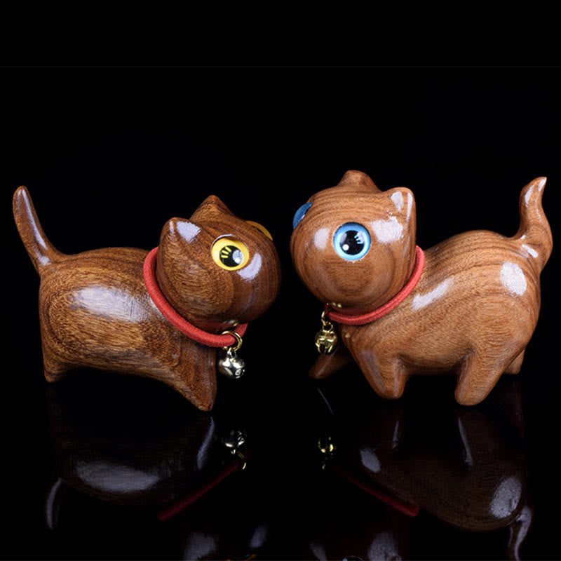 Rosewood Carving Cat Warmth Home Decoration - Image 6