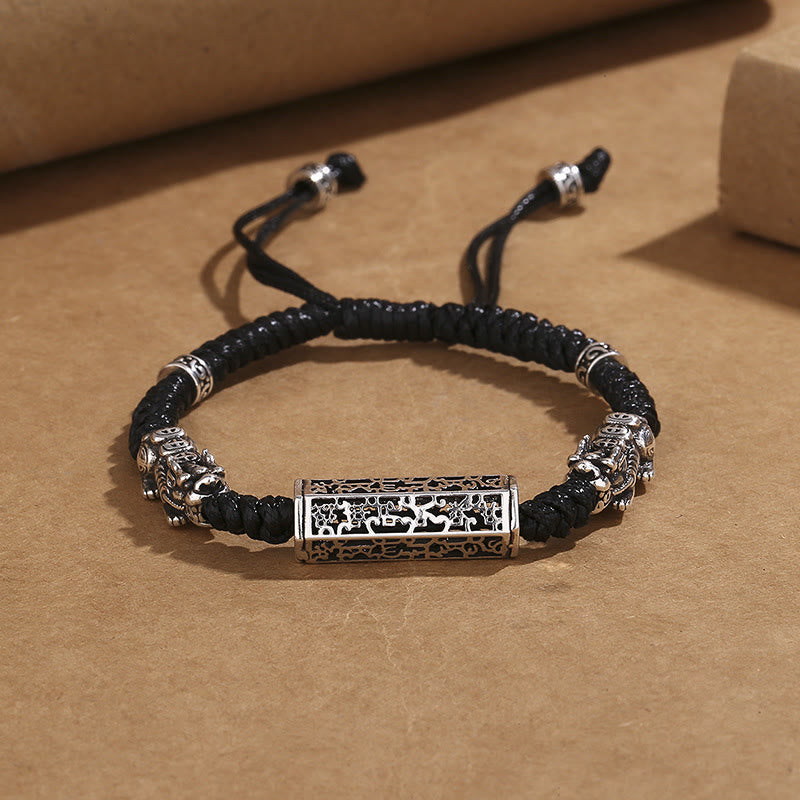 Tibetan Black String Copper Om Mani Padme Hum Pixiu Protection Braided Bracelet