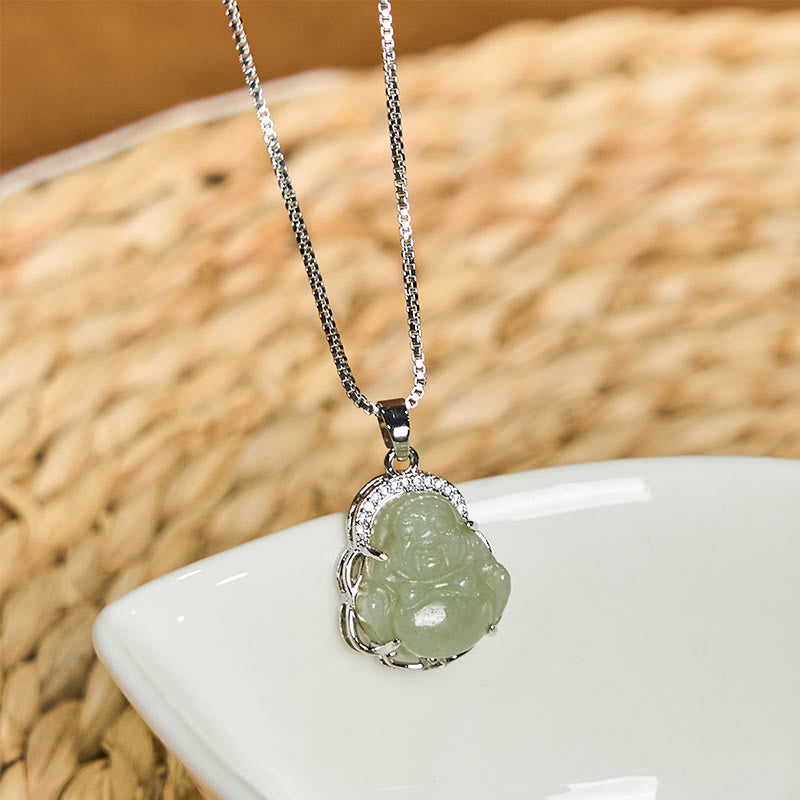 Natural Hetian Jade Laughing Buddha Abundance Necklace Pendant - Image 3