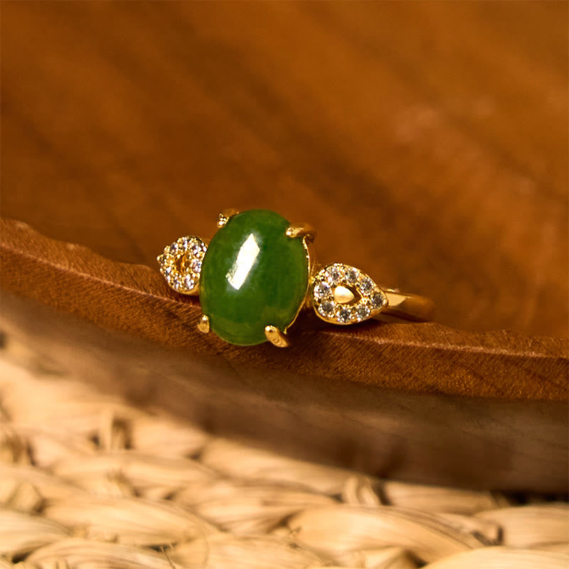 Natural Jade Adjustable Buckle Prosperity Ring