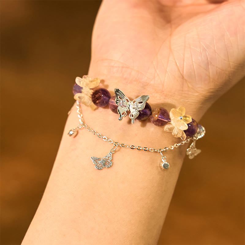 Natural Purple Phantom Butterfly Flowers Wisdom Bracelet - Image 5