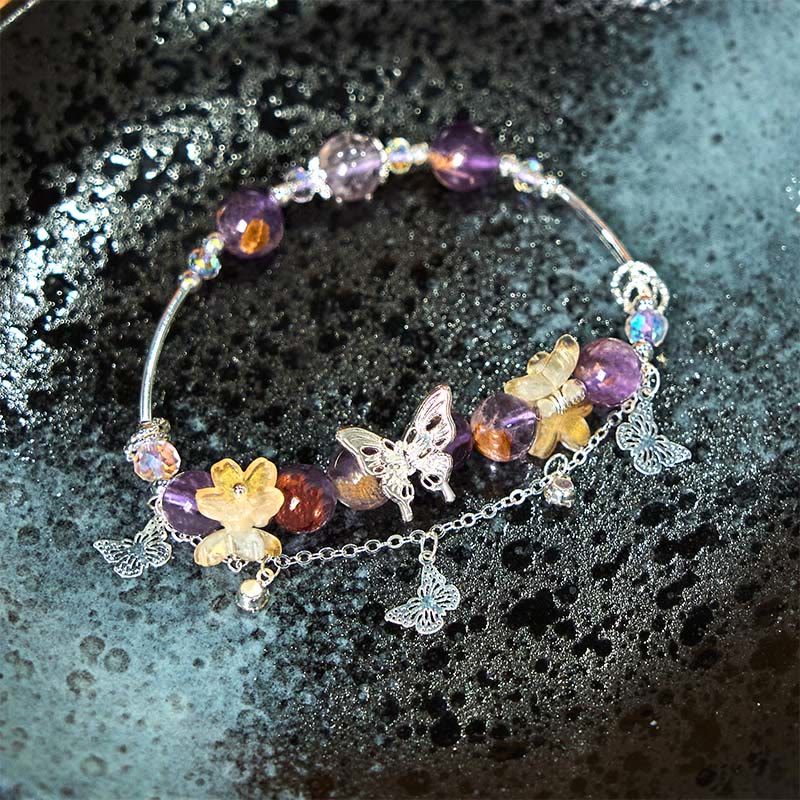 Natural Purple Phantom Butterfly Flowers Wisdom Bracelet - Image 4