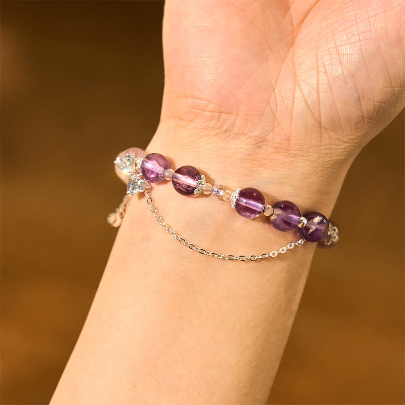 Natural Purple Phantom Butterfly Flowers Wisdom Bracelet - Image 6