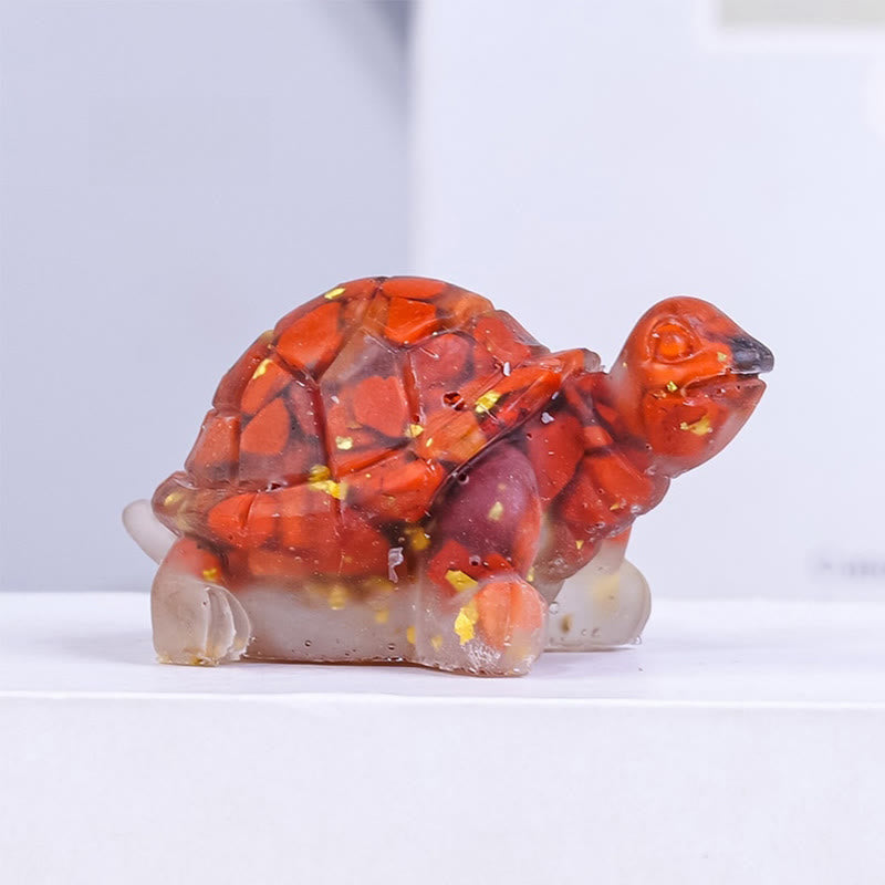 Natural Crystal Gravel Drip Resin Small Turtle Decoration Statue - Image 11