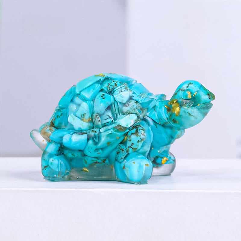 Natural Crystal Gravel Drip Resin Small Turtle Decoration Statue - Image 13