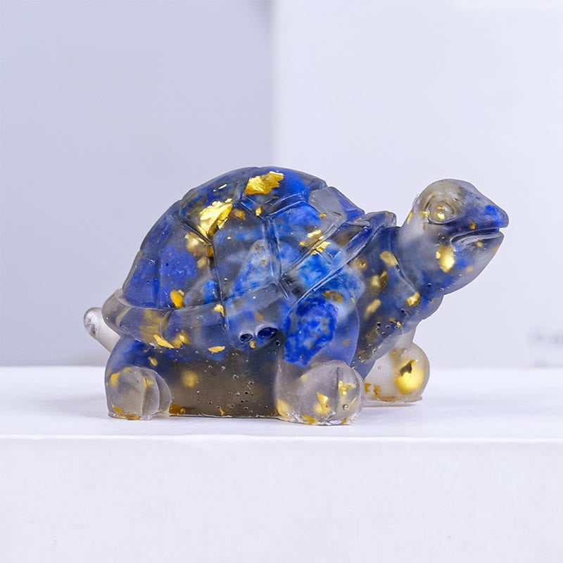 Natural Crystal Gravel Drip Resin Small Turtle Decoration Statue - Image 9